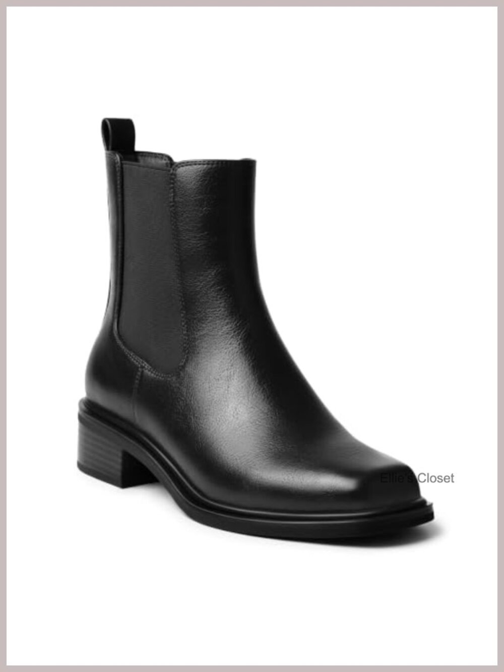 Women's Square Toe Chelsea Boots Ankle Booties Block Heel Slip On PU Leather